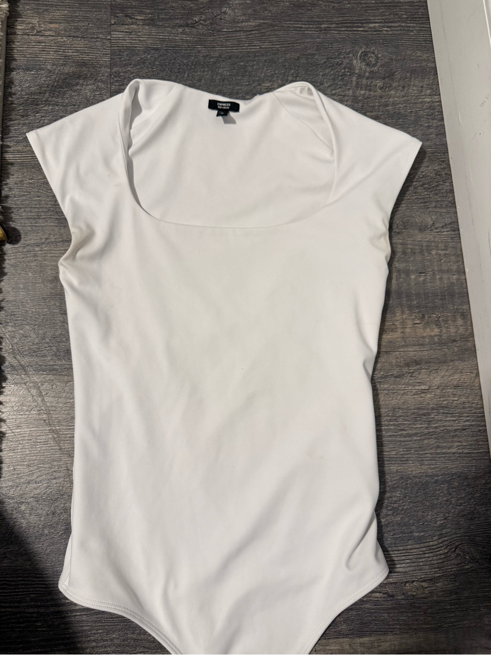 Express White Scoop Neck Short Sleeve Bodysuit